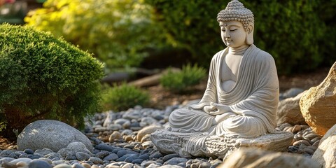 serene Buddha statue in a garden