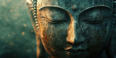 serene face of a meditating Buddha 