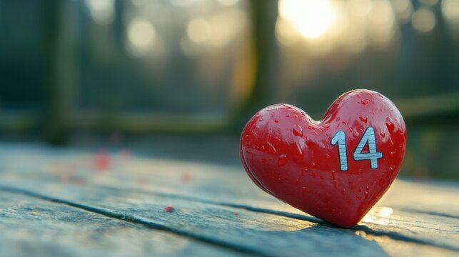 A heart-shaped calendar icon with February 14th marked, symbolizing Valentine Day.