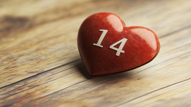 A heart-shaped calendar icon with February 14th marked, symbolizing Valentine Day.