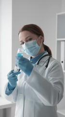 Poster - Medical Professional Administering Vaccine in Clinical Setting