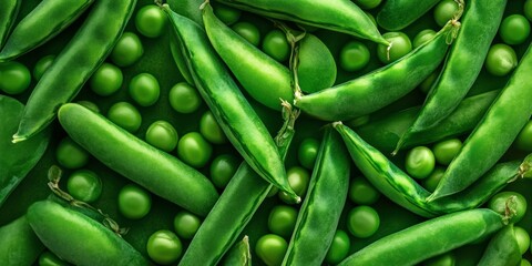 Poster - A vibrant collection of green peas and pea pods. This close-up image showcases the freshness and natural beauty of healthy vegetables. Perfect for food blogs, health articles, or cooking websites. AI