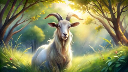 Sticker - a goat animal nature beautiful background