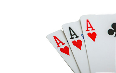 Four aces playing cards  on transparent background, png	