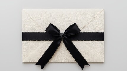 Wall Mural - White Envelope with Black Ribbon Bow