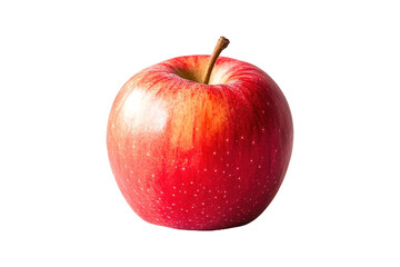 A close-up image of a single, red apple isolated on a black background.