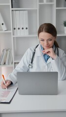 Poster - In todays work environment, healthcare professionals are deeply engaged in utilizing laptops to demonstrate their commitment to analyzing and providing guidance in the healthcare field