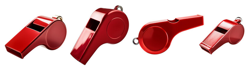 set of red sports whistles perfect for coaching, events, or safety. ideal for athletic activities an