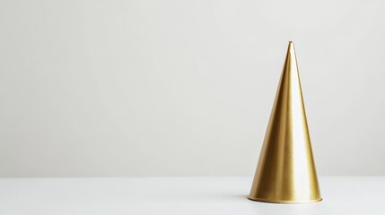 Wall Mural - Minimalist Geometric Golden Cone on a Light Background