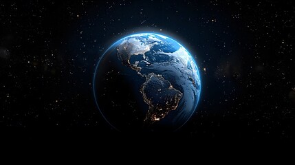 Wall Mural - galactic adventure: a glowing blue earth in the cosmic night sky