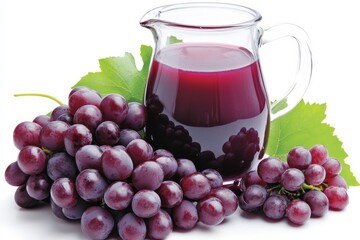 Wall Mural - Freshly Squeezed Grape Juice A Refreshing and Healthy Treat, Isolated on White Background