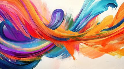 Poster - Abstract art meets fluid motion in this splash background featuring colorful brush ribbon strokes and swirling waves