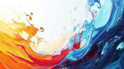 Poster - Abstract art meets fluid motion in this splash background featuring colorful brush ribbon strokes and swirling waves