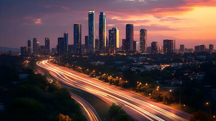 Wall Mural - traffic at night