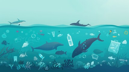 Poster - An infographic illustrating the impact of plastic pollution on marine life and ecosystems
