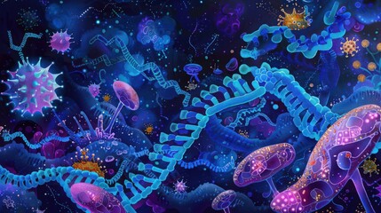 Poster - Blueprint illustrating the process of translation, showing how mRNA, tRNA, and ribosomes work together to synthesize proteins from DNA instructions