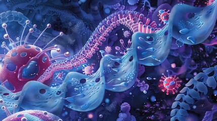 Poster - Blueprint illustrating the process of translation, showing how mRNA, tRNA, and ribosomes work together to synthesize proteins from DNA instructions