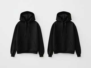 A black blank hoodie template for men, with a natural shape on an invisible mannequin, for your design mockup. This template is isolated on white.