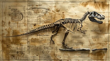  - Blueprint of a paleontological excavation unit, highlighting the stratigraphic layers and techniques used to uncover and document fossil finds