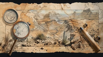  - Blueprint of a paleontological field study, showing the steps involved in surveying, mapping, and collecting fossil specimens from a site