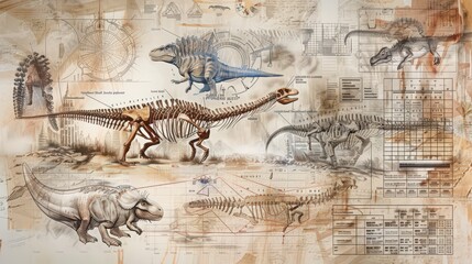  - Blueprint of a paleontological field study, showing the steps involved in surveying, mapping, and collecting fossil specimens from a site