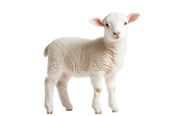 Cute white lamb on transparent background, png	