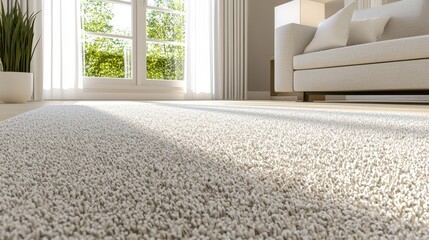 Poster - Closeup of Shag Carpet with Sunbeams in Modern Living Room