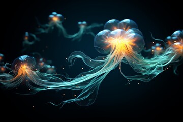 Poster - Bioluminescent plankton illuminating the ocean surface, creating a magical glow in the water