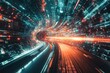 © Vadym - Interactive futuristic tunnel. Digital flow of big data in cyberspace.