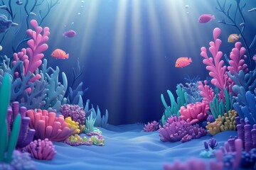 cartoon background of the underwater world with corals