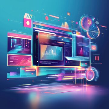 Website Design with Media Elements and Image Editing Tools Conveying Speed and Efficiency