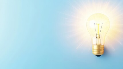 Poster - Glowing Light Bulb on Blue Background   Inspiration  Idea  Innovation  Creativity