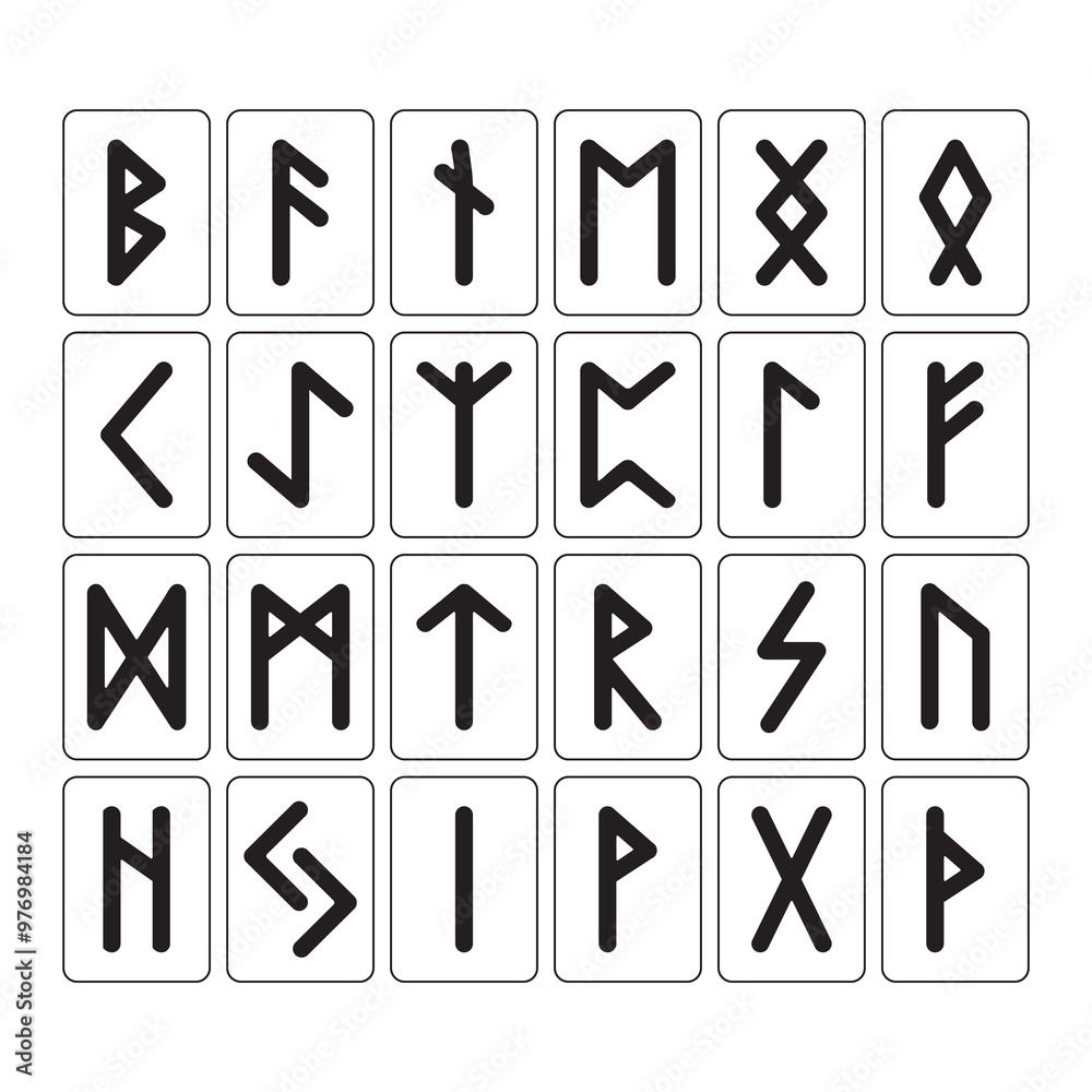 Rune alphabet. Ancient writings of the Scandinavians. Mythological and ...