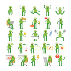 Canvas Print - monster characters set in various poses vector illustration