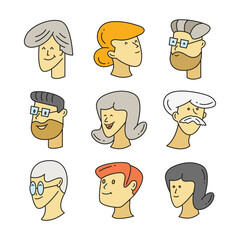 Poster - people head characters set vector illustration