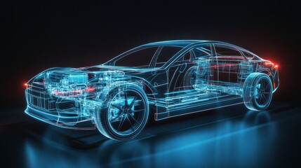 Wall Mural - Wireframe Car Design