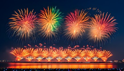 Vibrant fireworks illuminating the night sky during grand festival celebrations