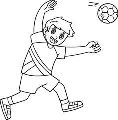 Poster - Handball Player Shooting Ball Isolated Coloring 