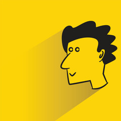 Sticker - man character with shadow on yellow background