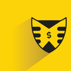 Wall Mural - shield badge with shadow on yellow background