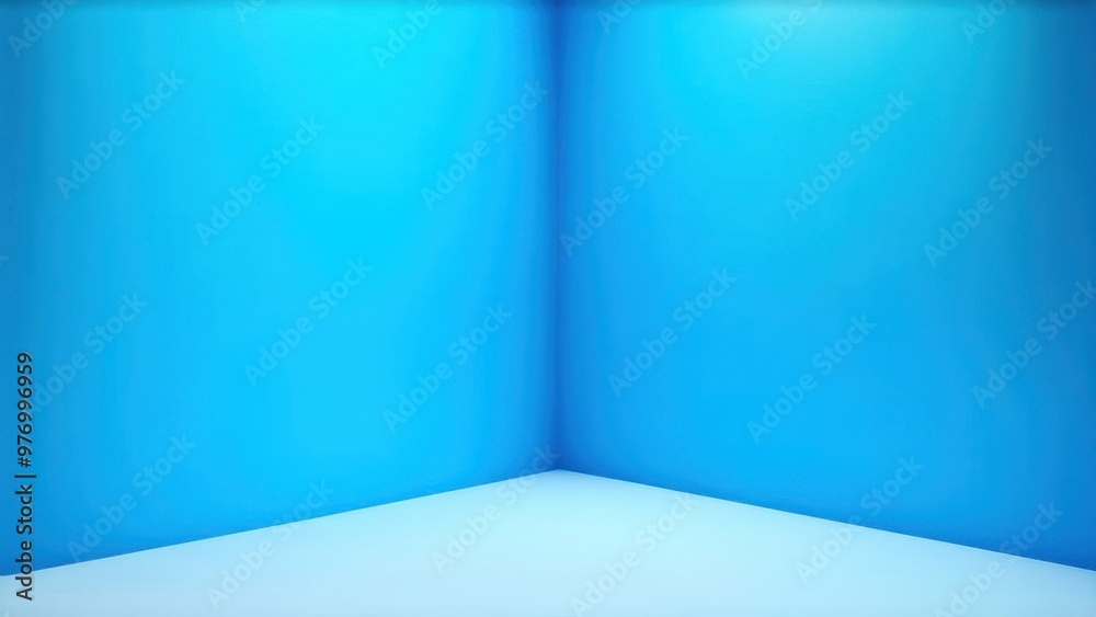 Abstract geometry studio scene with shadow and light. Blue background ...