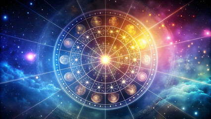 Elegant astrological natal chart with cosmic elements , astrology, zodiac, horoscope, stars, celestial