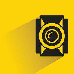 Poster - audio loudspeaker with shadow on yellow background