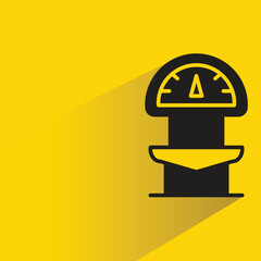 Sticker - kitchen weight scale icon with shadow on yellow background