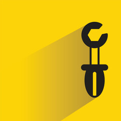 Sticker - wrench tool icon with shadow on yellow background