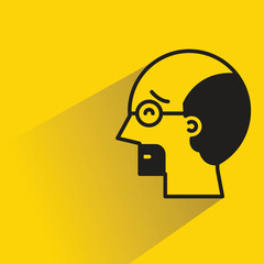 Sticker - bald man icon with shadow on yellow background