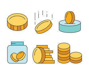 Wall Mural - money coin and token icons set