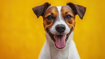 Poster - Always smiling dog with a happy expression, hilarious and cute, isolated on a bright background,