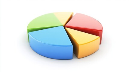 Leinwandbilder - A 3D pie chart with colorful segments, clearly labeled and displayed against a clean, white background, highlighting the depth and detail of the data representation.