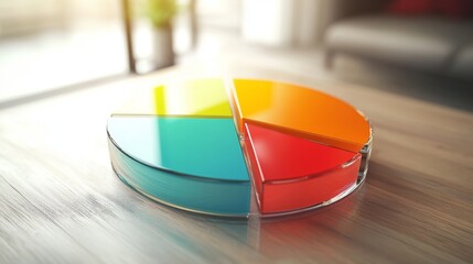 Leinwandbilder - A 3D pie chart with transparent slices and a floating effect, highlighting different data categories with a sleek, contemporary design.